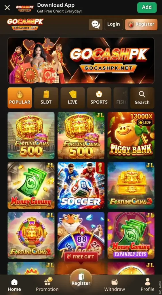 GOCASHPK APK HOME PAGE